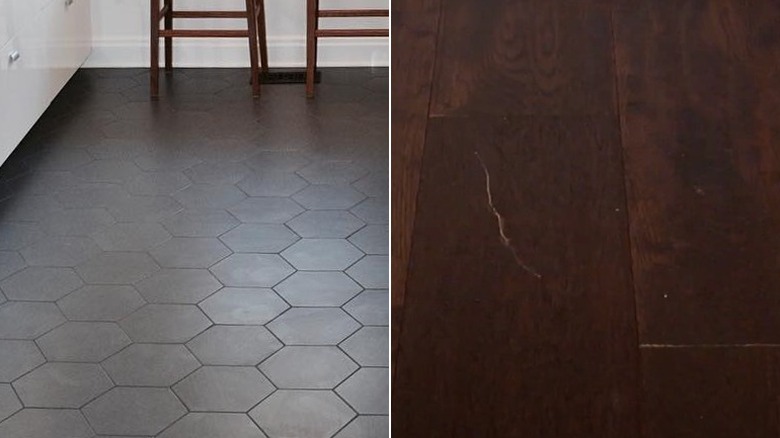 Hexagonal flooring, scratch on hardwood