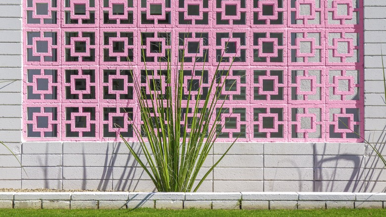 Breeze blocks in yard