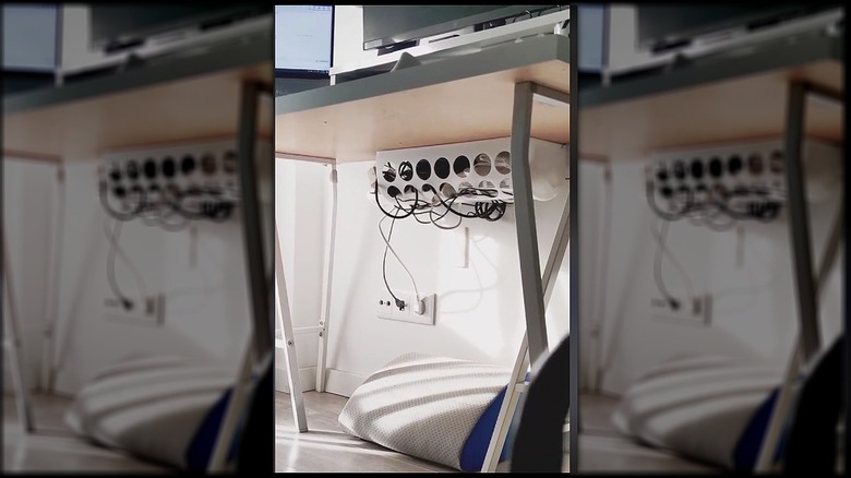 cord neatening hack under desk