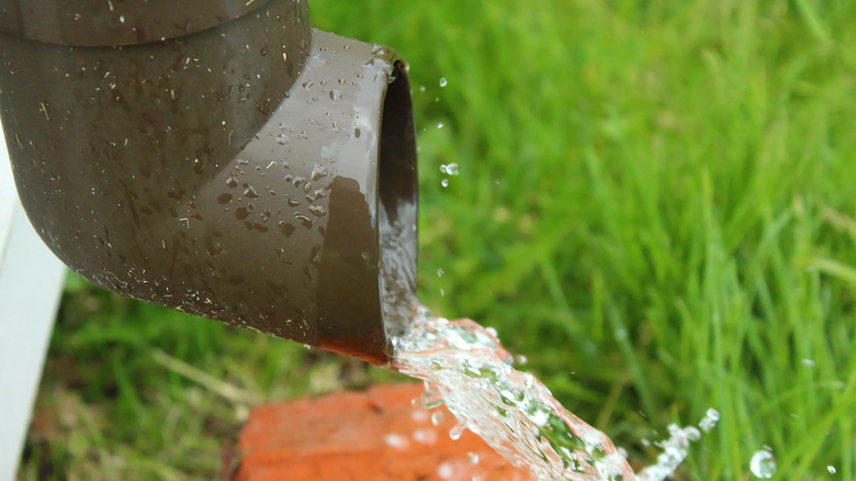 downspout gushing water