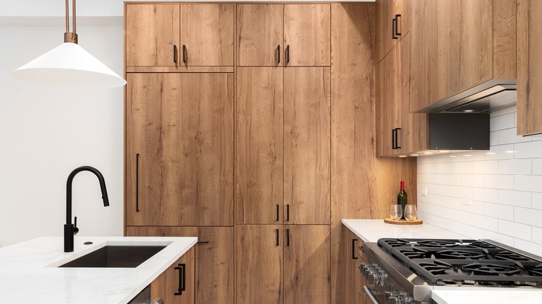 Kitchen with all-wood cabinets