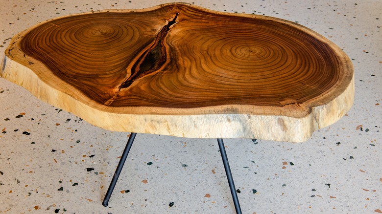 A live-edge coffee table