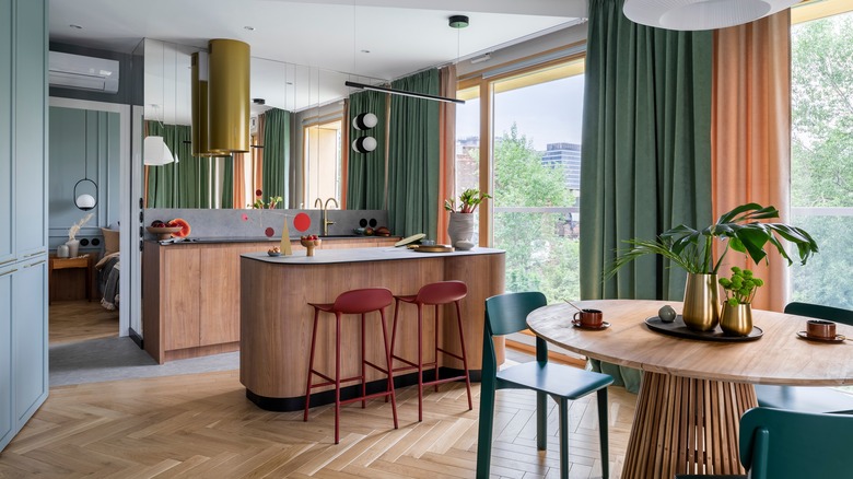 colorful kitchen and dining area