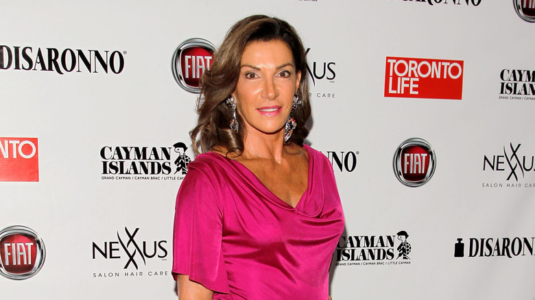 Hilary Farr in a bright pink dress.