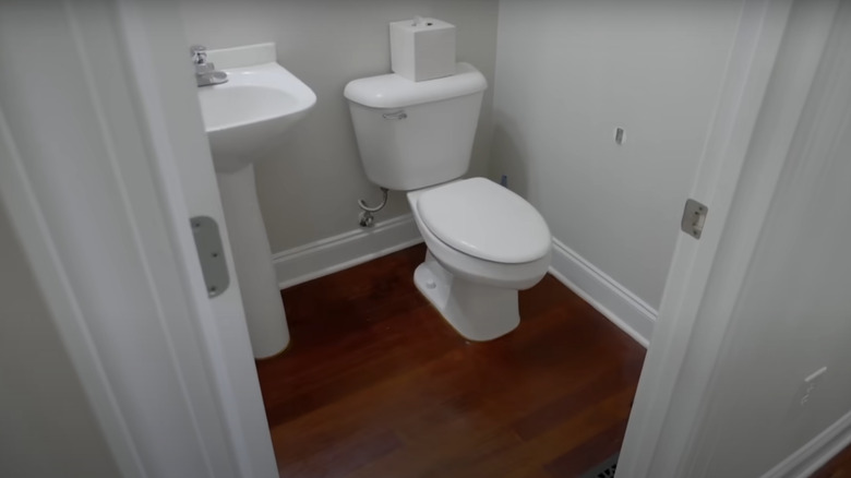 small white half bathroom