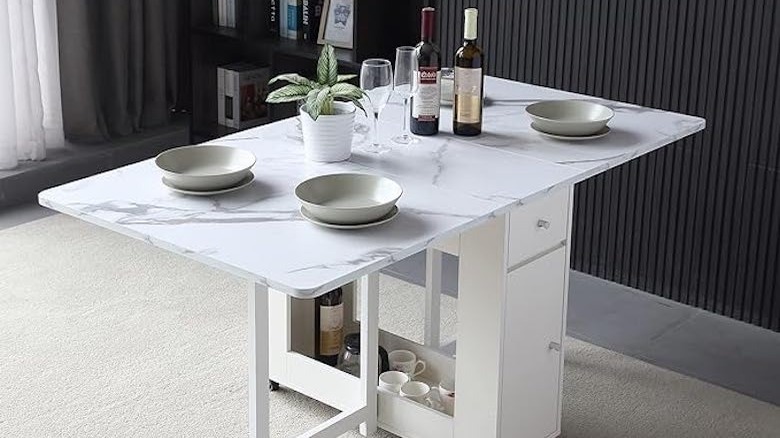 Folding table with place settings