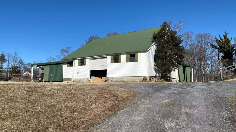 Horse stable white building exterior