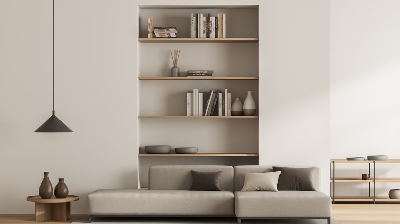 Modern bookshelf design in living room 