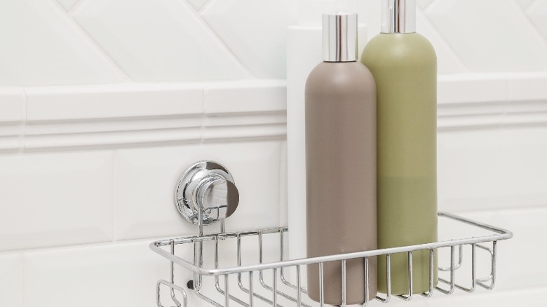 Shower caddy with two bottles