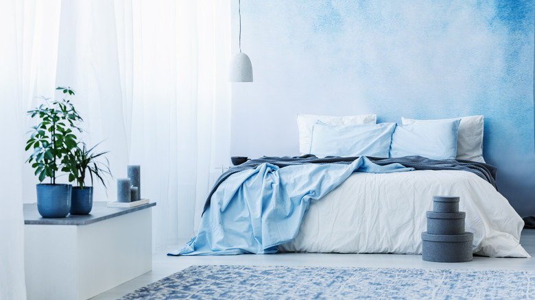 blue bedroom accent wall