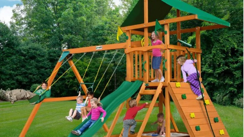 Home Depot's playset with kids