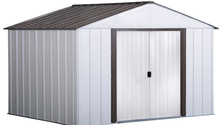 Lowe's metal white shed