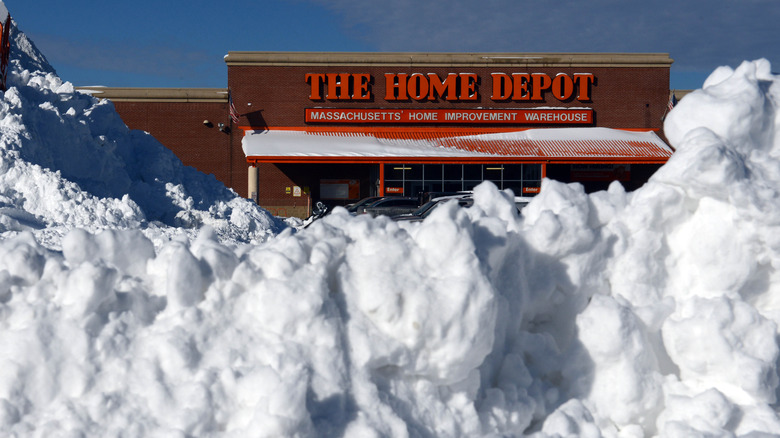 Home Depot behind snow pile