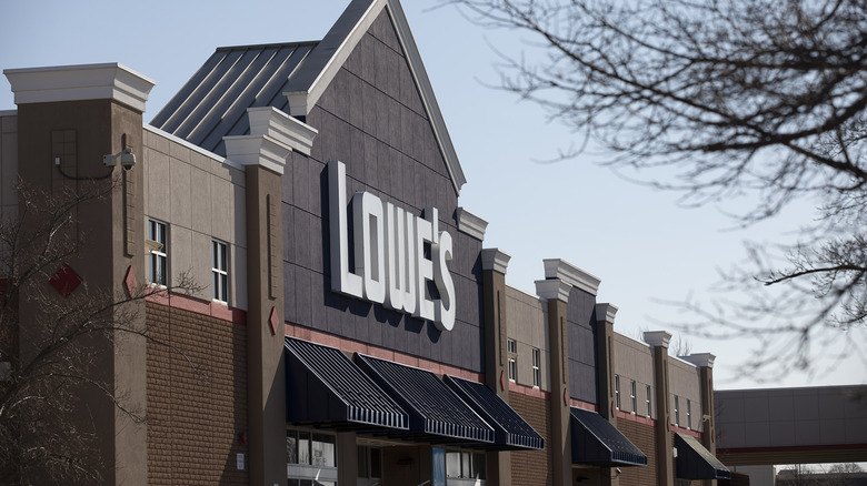 Lowe's storefront with tree branches