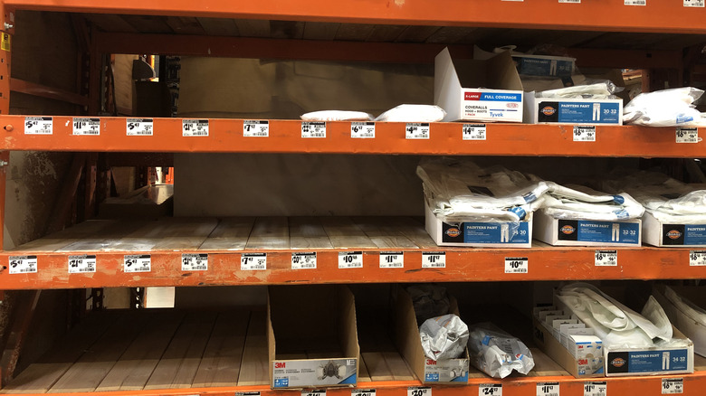 Empty shelves at Home Depot