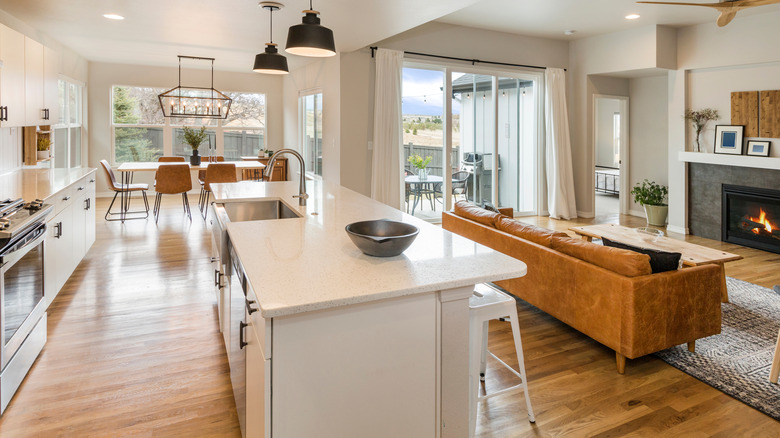 open concept kitchen and living space