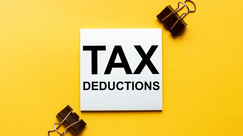 "Tax deductions"  printed on notepad