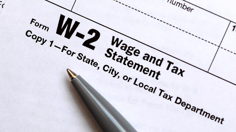 Close-up of W-2 form