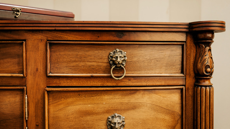 closeup of a wooden dresser