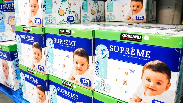 boxes of Kirkland diapers 