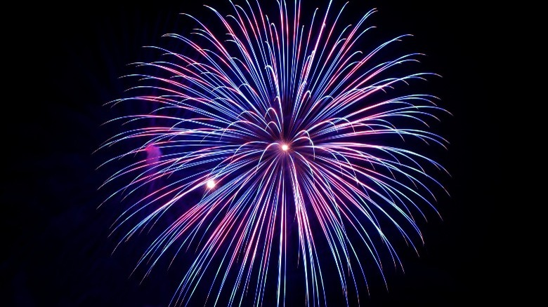 Beautiful purple firework exploding 