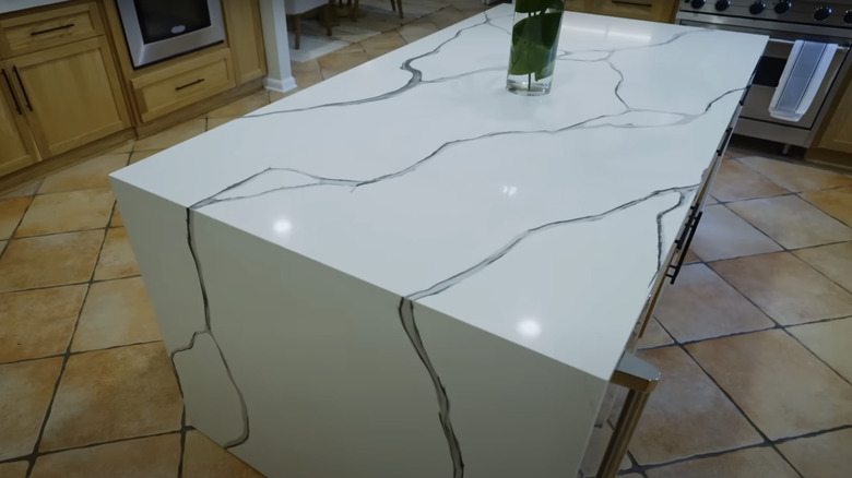 large marble kitchen island