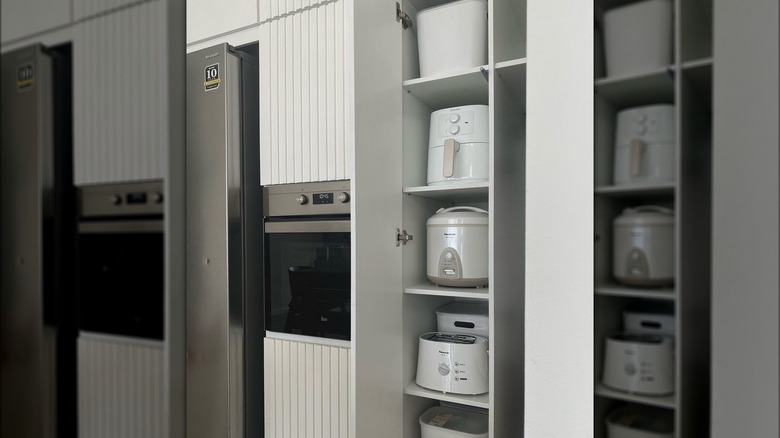 Cabinet with hidden appliance storage
