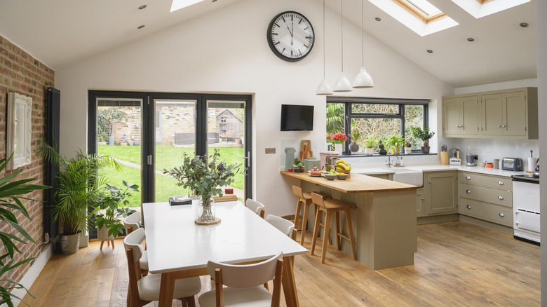 open concept kitchen dining room