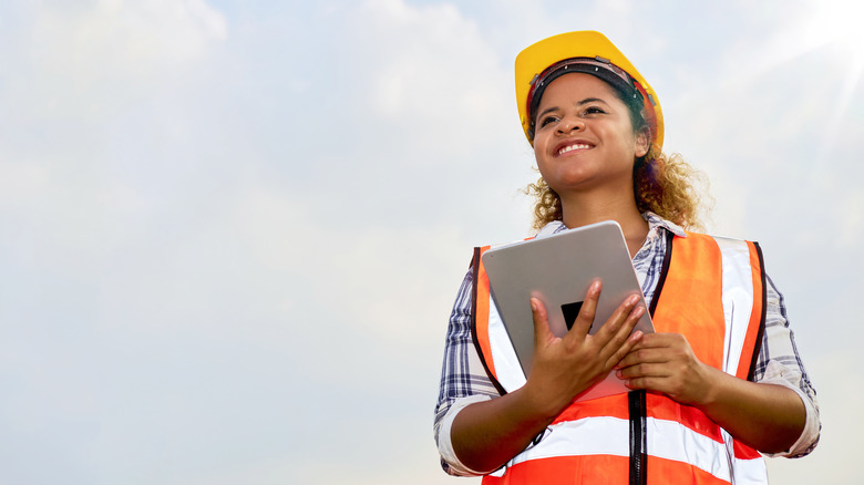 woman construction worker on site