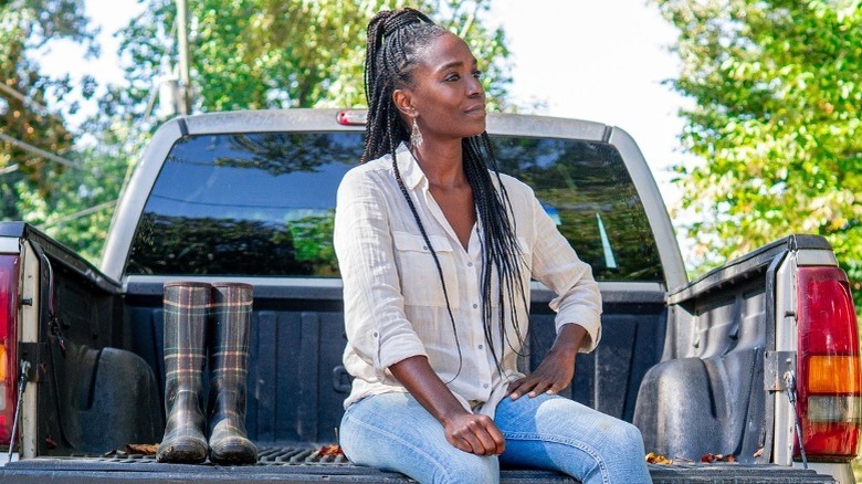 Jamila Norman in truck bed