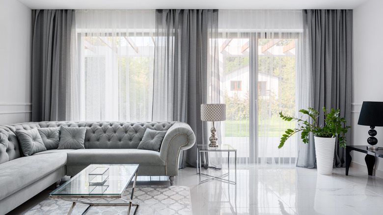 Living room with silver accents