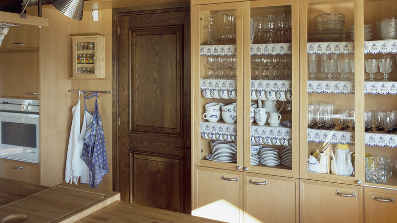 Cabinets with glassware and china