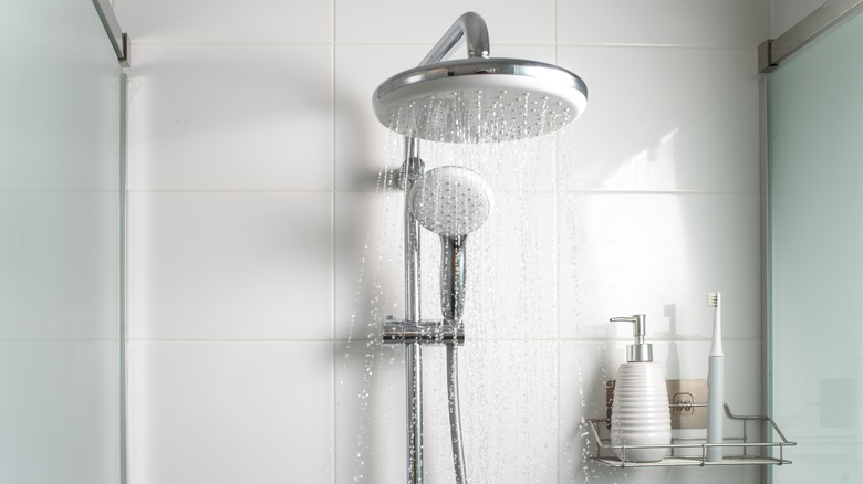 white shower with shower head