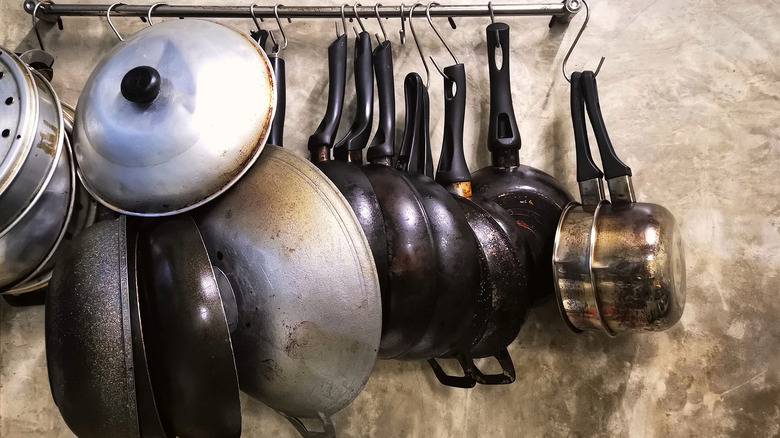 Pots and pans in kitchen