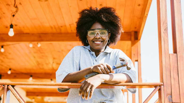 Woman wearing safety glasses