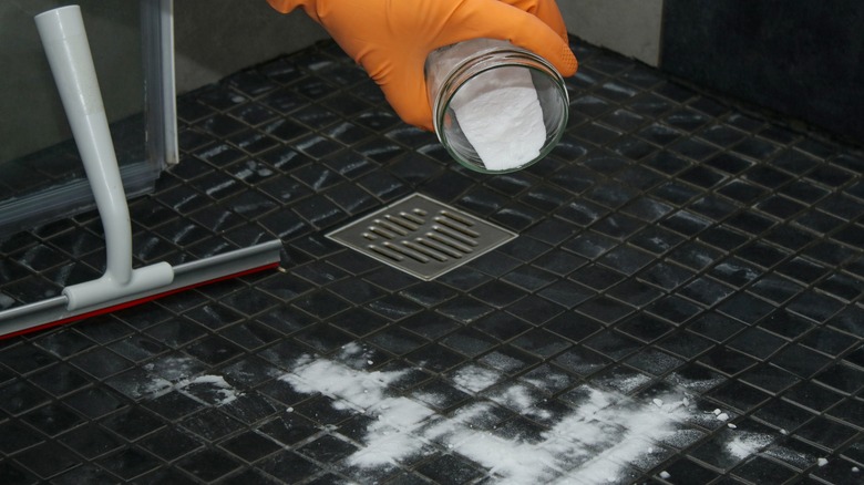 Baking soda poured around drain