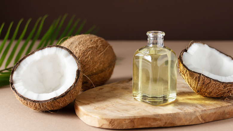 A bottle of coconut oil