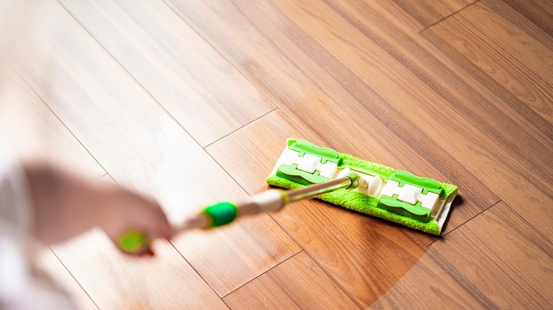 Mop cleaning hardwood floor