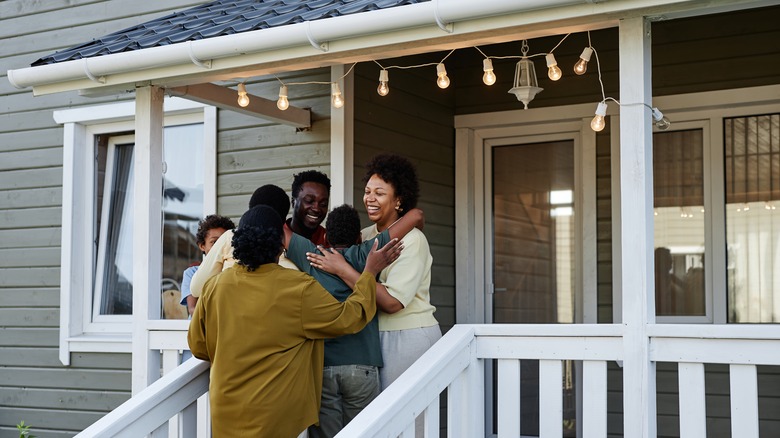 Large family on front porch