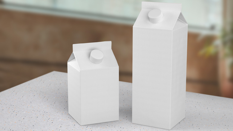 White milk cartons in home