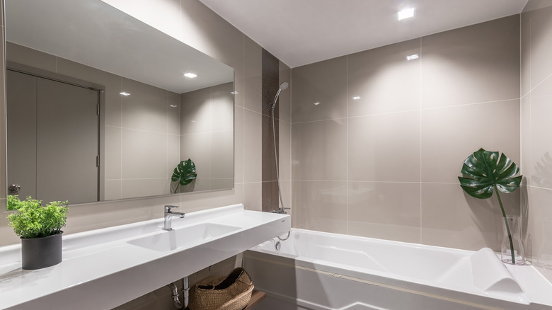 Modern bathroom with plants