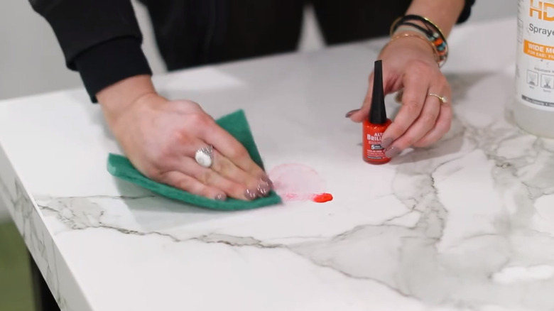 Wiping nail polish off Dekton countertop