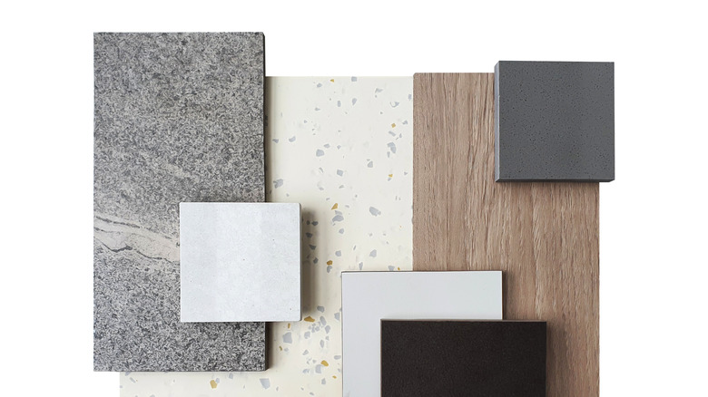 White terrazzo and other materials 