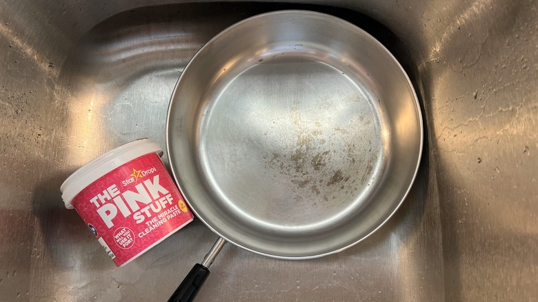 The Pink Stuff inside sink