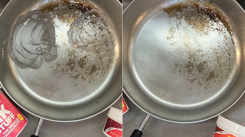 Before and after cleaning pan