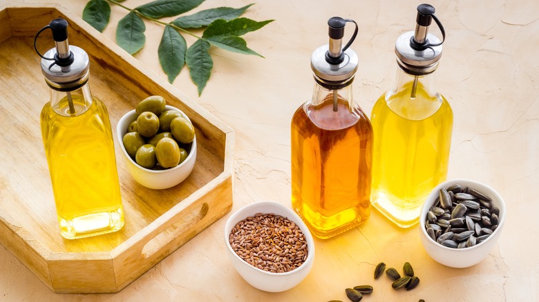 Various types of vegetable oils