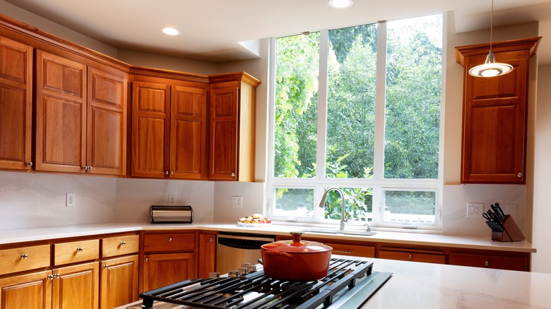 Kitchen cabinets in the morning