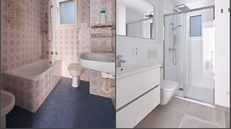 old bathroom vs remodeled bathroom