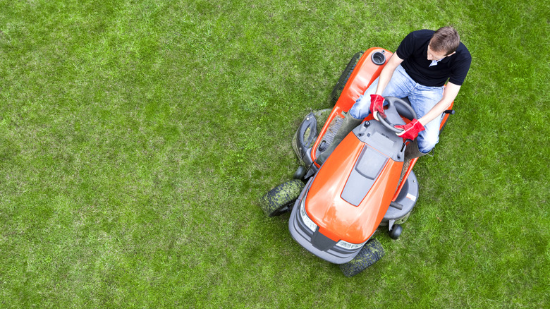 Riding mower seen from above
