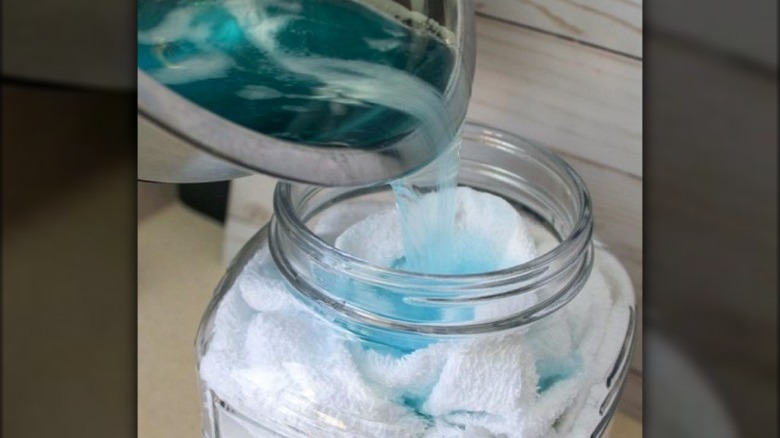 Blue homemade disinfecting liquid